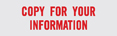 COPY FOR YOUR INFORMATION stock stamp